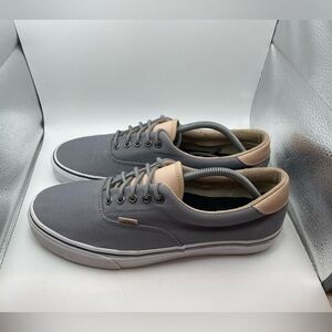 Vans off the wall grey canvas tan leather men’s low sneakers size 11.5